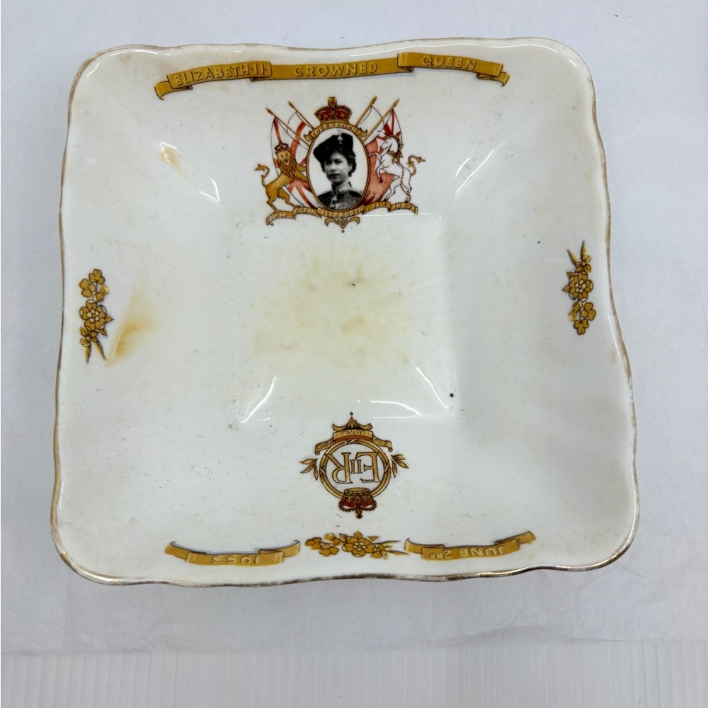 Elizabeth II Coronation 5" Square Dish. Radfords Bone China. June 2nd 1953.